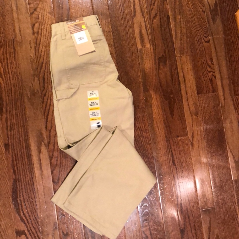 Carhartt BOYS size 14 Khaki’s brand new w/Tags